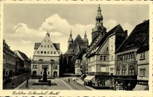 Ak Lutherstadt Eisleben, Marktplatz, Geschäfte