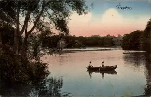 Ak Berlin Treptow, Ruderboot auf dem Wasser