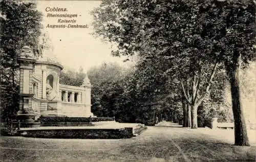 Ak Koblenz am Rhein, Rheinanlagen, Kaiserin Augusta-Denkmal