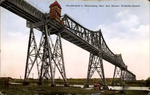 Ak Rendsburg in Schleswig Holstein, Hochbrücke über dem Kaiser Wilhelm Kanal