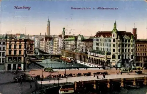 Ak Hamburg Mitte Neustadt, Alsterarkaden, Reesendamm