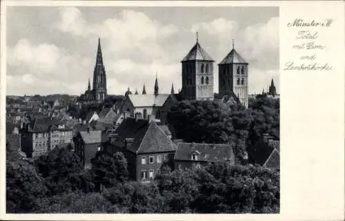 Ak Münster in Westfalen, Totalansicht, Dom, Lambertikirche
