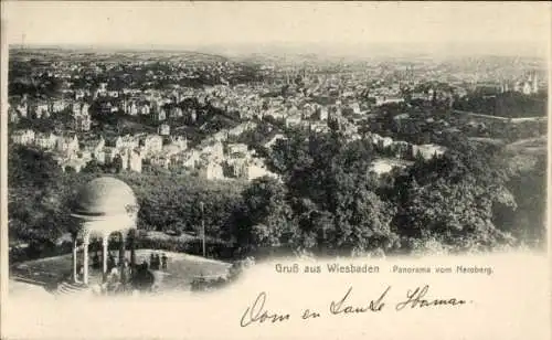 Ak Wiesbaden in Hessen, Panorama vom Neroberg, Pavillon