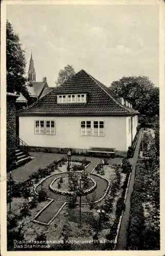Ak Kaiserswerth Düsseldorf am Rhein, Diakonissenanstalt, Stahlhaus, Gartenanlage