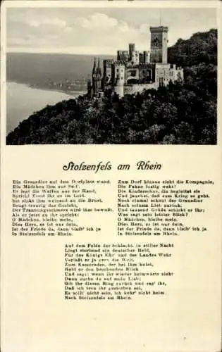 Ak Stolzenfels Koblenz am Rhein, Schloss, Gedicht