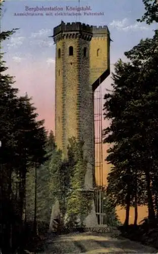 Ak Königstuhl Heidelberg, Aussichtsturm mit Fahrstuhl