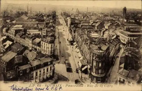 Ak Roubaix Nord, Panorama, Rue de la Gare