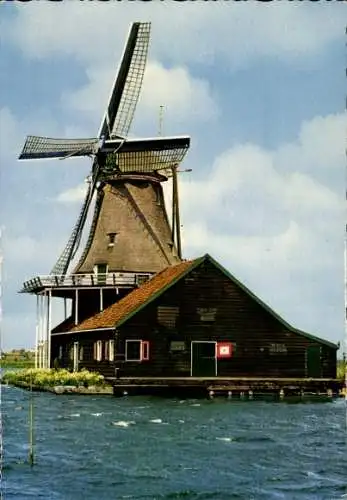 Ak Zaandam Zaanstad Nordholland, Achtkantige Farbenmühle, Windmühle