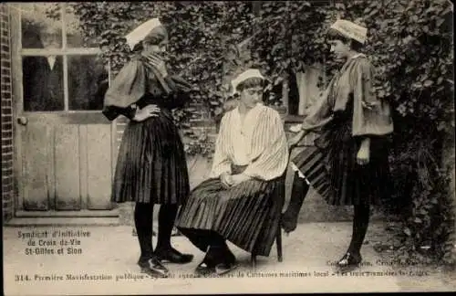 Ak Saint Gilles Croix de Vie Vendée, Frauen in Trachten