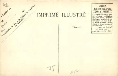 Ak Paris XIV Observatoire, Place Denfert-Rochereau, 1920, Depart du Soldat Inconnu, Coeur de Gambett