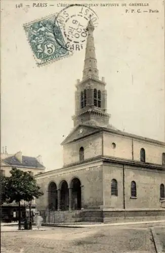 Ak Paris XV, Grenelle, l'Eglise Saint-Jean-Baptiste