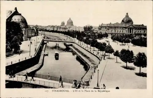 Ak Strasbourg Straßburg Elsass Bas Rhin, Theater, Kaiserpalast, Peterskirche