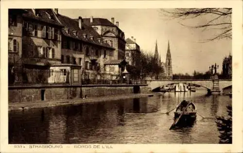 Ak Straßburg Elsass Bas Rhin, vue générale des Bords de l'Ill