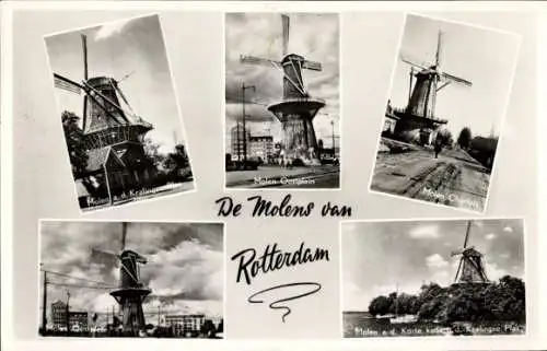 Ak Rotterdam Südholland Niederlande, Windmühlen
