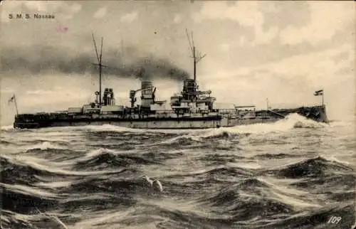 Ak Deutsches Kriegsschiff, SMS Nassau, Kaiserliche Marine
