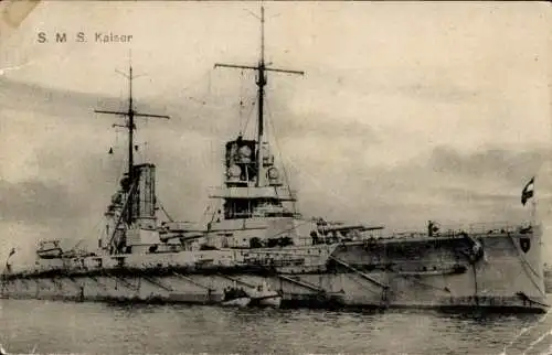 Ak Deutsches Kriegsschiff, SMS Kaiser, Großlinienschiff, Kaiserliche Marine