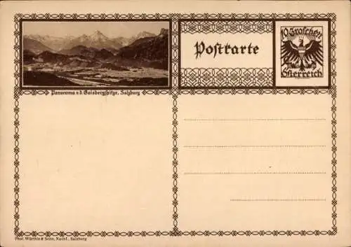 Ganzsachen Ak Salzburg in Österreich, Panorama von der Gaisbergspitze