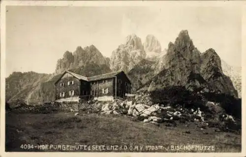 Foto Ak Filzmoos in Salzburg, Hofpürgelhütte, Hofpürglhütte, Bischofsmütze