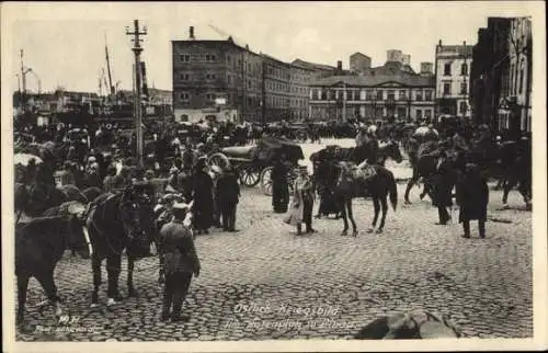 Ak Liepaja Libau Lettland, Hafenplatz, östliches Kriegsbild