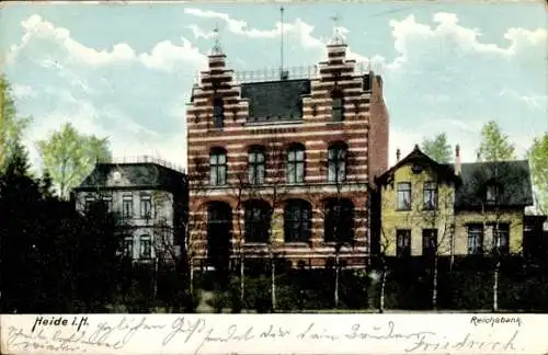 Ak Heide in Holstein, Reichsbank, Vorderansicht