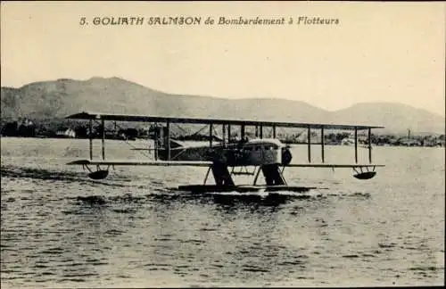 Ak Goliath Salmson Float Bomber Doppeldecker