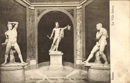 Ak Rom Lazio, La Ville Sainte, Sculptures de Canova, Musée du Vatican