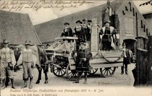 Ak Husum in Nordfriesland, 300 Jahrfeier der Stadt, Heimatfest 1903, histor. Festumzug, Bildhauer