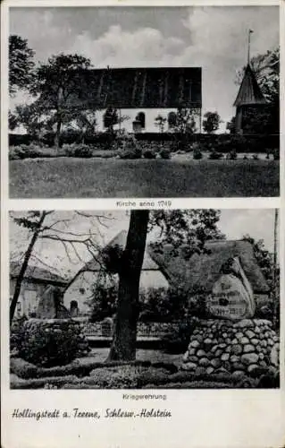 Ak Hollingstedt an der Treene, Kirche anno 1749, Kriegerehrung