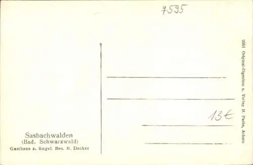 Ak Sasbachwalden im Schwarzwald, Gasthaus zum Engel