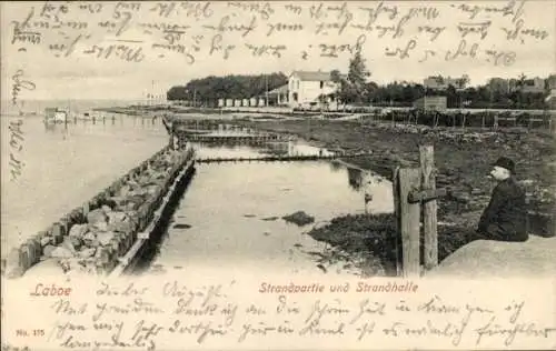 Ak Ostseebad Laboe, Strandpartie, Strandhalle