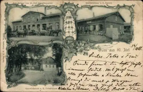 Ak Kleinjörl Jörl in Schleswig Holstein, Meierei, Geschäftshaus Boysen, Gastwirtschaft Friedrichsen