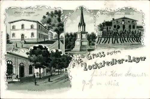 Litho Lockstedt in Holstein, Lockstedter Lager, Offiziers Casino, Baracken, Beschossenes Haus