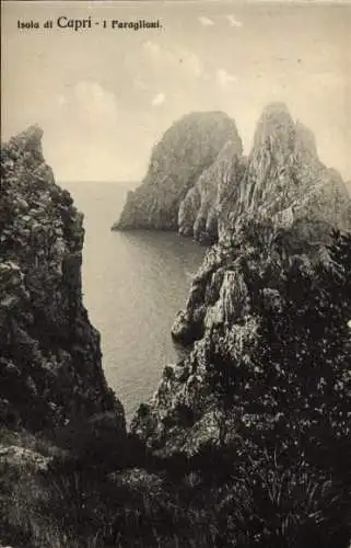 Ak Isola di Capri Campania, I Faraglioni, Felsen im Meer