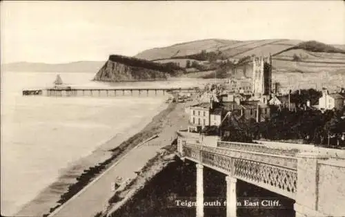 Ak Teignmouth Devon England, Blick vom East Cliff