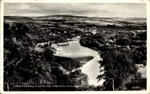 Ak Schottland, Loch Faskally mit Blick auf Pitlochry