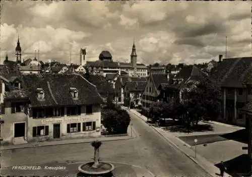 Ak Frauenfeld Kanton Thurgau, Kreuzplatz, Alkoholfreies Volkshaus