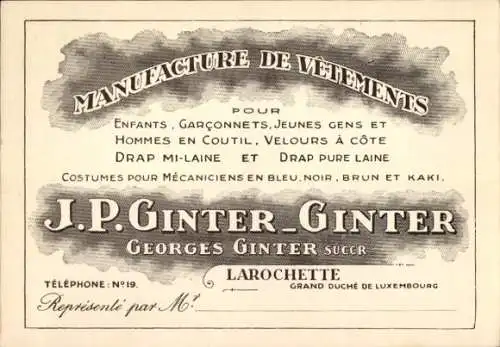 Ak Luxemburg Luxembourg, Manufacture de Vetements J.P. Ginter-Ginter