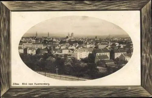 Passepartout Ak Zittau in Sachsen, Stadt vom Kummersberg gesehen