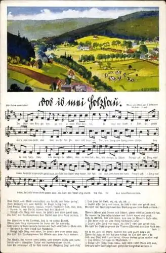 Lied Künstler Ak Holzhau Rechenbach Bienenmühle, Dos is mei Holzhau, erzgebirgische Mundart