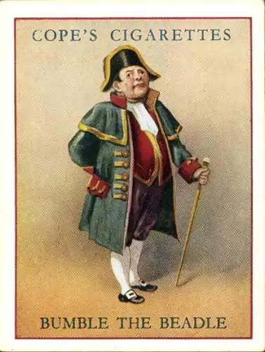 Sammelbild Charaktere von Charles Dickens No. 2 Bumble, the Beadle, Oliver Twist, Zitat