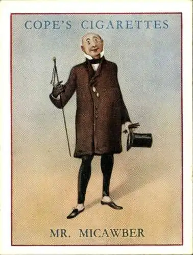 Sammelbild Charaktere von Charles Dickens No. 9 Mr. Micawber, David Copperfield, Zitat