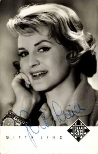 Ak Sängerin Gitta Lind, Portrait, Telefunken Schallplatten, Autogramm