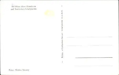 Ak Sängerin Gitta Lind, Portrait, Telefunken Schallplatten, Autogramm