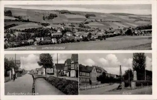 Ak Harpersdorf Kraftsdorf in Thüringen, Unterer Ortsteil, Dorfstraße, Erlbach, Schule