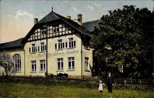 Ak Schneidemühle im Zeitzer Forst Wetterzeube im Burgenlandkreis, Hotel Zur Zeitzer Schweiz