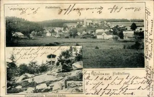 Ak Fichtelberg im Fichtelgebirge Oberfranken, Gesamtansicht, Kösseine Gipfel