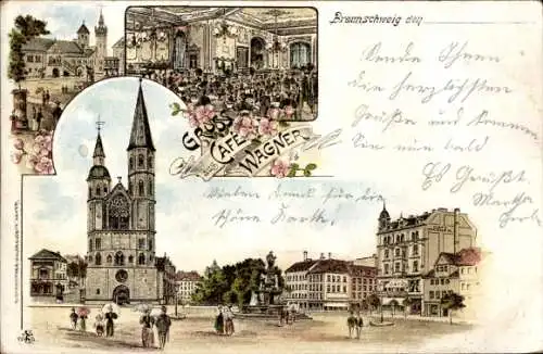 Litho Braunschweig in Niedersachsen, Café Wagner, Kirche