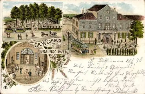 Litho Braunschweig in Niedersachsen, Gasthaus Gr. Weghaus