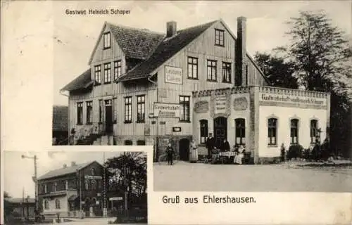 Ak Ramlingen Ehlershausen Burgdorf in Niedersachsen, Gastwirtschaft Heinrich Schaper, Bahnhof