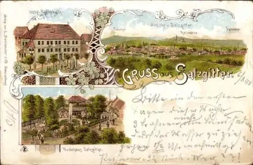 Litho Salzgitter in Niedersachsen, Hotel Ratskeller, Badehaus, Kaliwerke